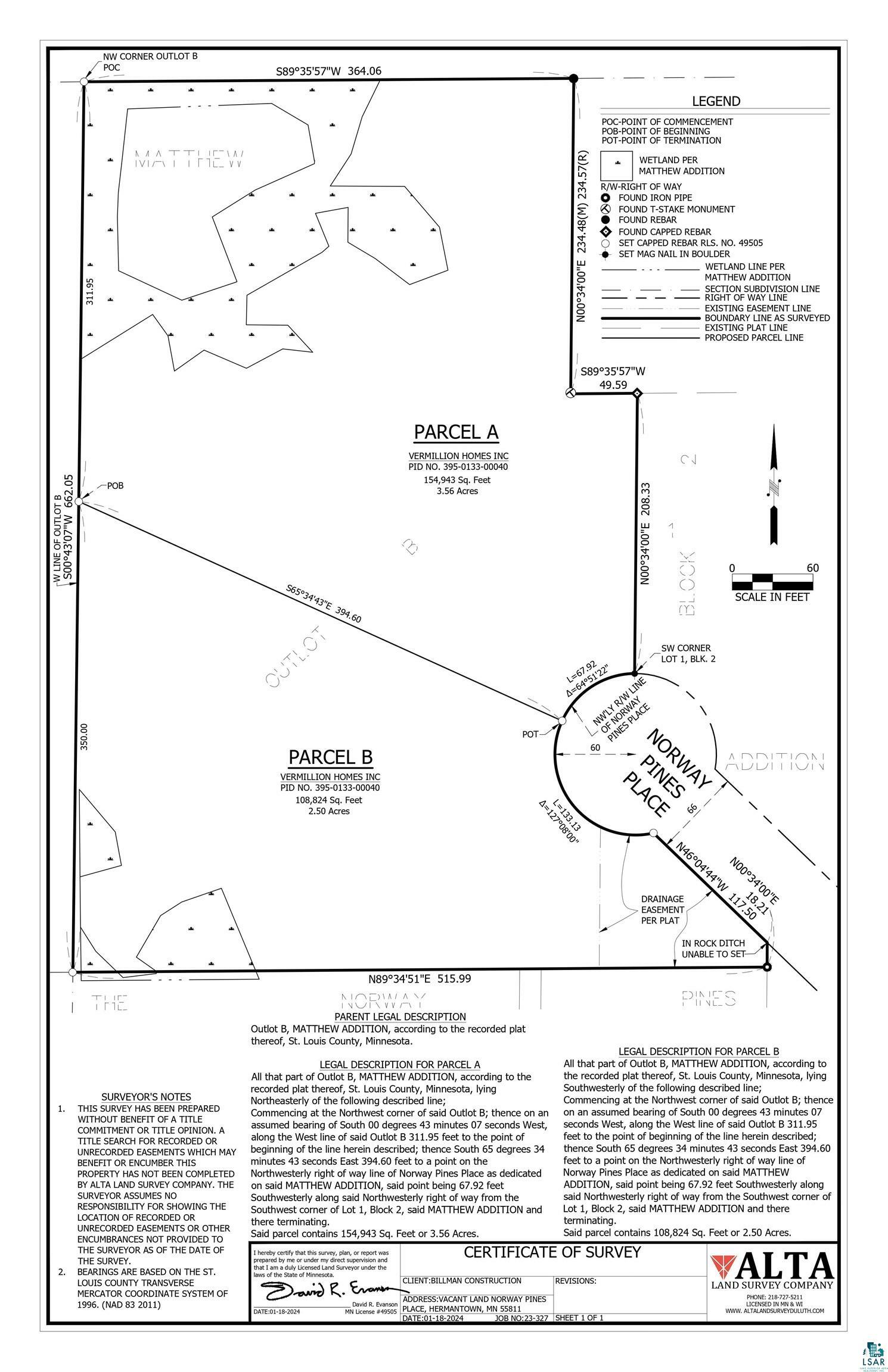 Property Photo:  45xx - Lot B2 Norway Pines Place  MN 55811 