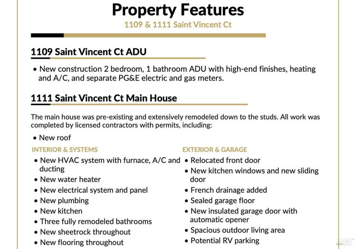 Property Photo:  1109 1111 Saint Vincent Court  CA 94954 