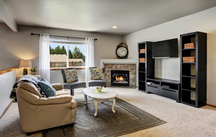 Property Photo: Living room, dining room and kitchen 1422 78th Dr SE  WA 98258 