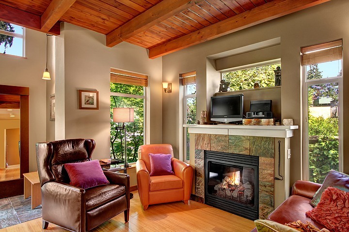 Property Photo: Living room, dining room & open kitchen 20215 15th Ave NW F  WA 98177 